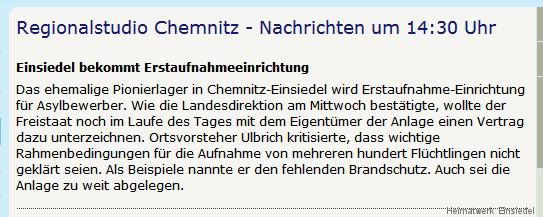 Asylbewerber Erstaufnahmelager Chemnitz-Einsiedel