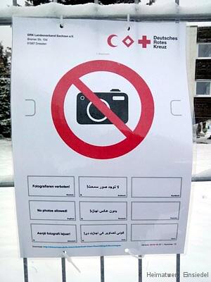 Fotografieren-verboten-Schild an der Erstaufnahme