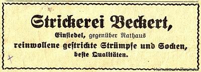 Zeitungsannonce aus den 1930er Jahren.