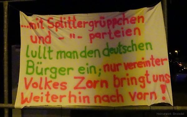 Spruchbanner in Einsiedel am 16.03.2016