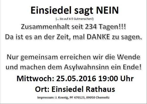 Flyer Demo Einsiedel 25.05.2016