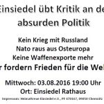 Aushang Friedensmarsch Einsiedel 03.08.2016