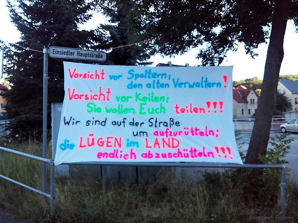 Protestbanner in Einsiedel am 20.07.2016