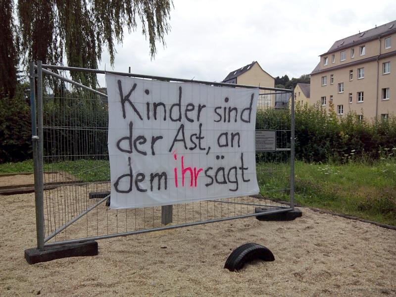 Protestbanner Walter-Wieland-Hain Einsiedel