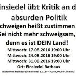 Flyer zu mehreren August-Demos in Einsiedel