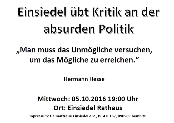 Flyer / Aushang Demo Einsiedel 05.10.16