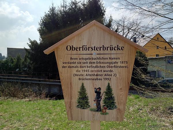 Schild Oberförsterbrücke Einsiedel