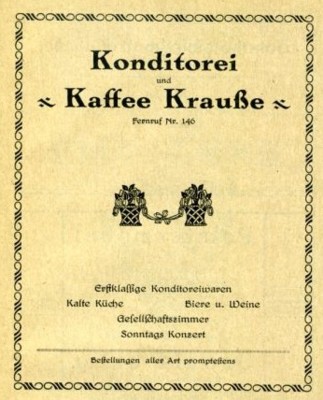 Konditorei & Kaffee Krauße Werbung Adressbuch 1926/27