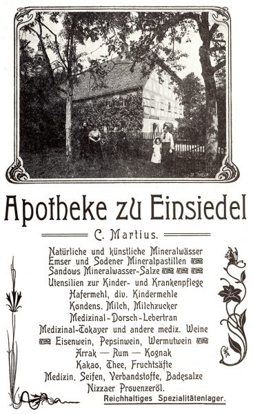 Annonce Apotheke Einsiedel 1905