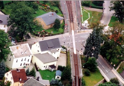 Luftbild Bahnübergang Einsiedel August 2005