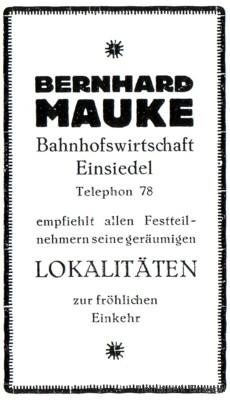 Werbeannonce Bahnhofswirtschaft 1926