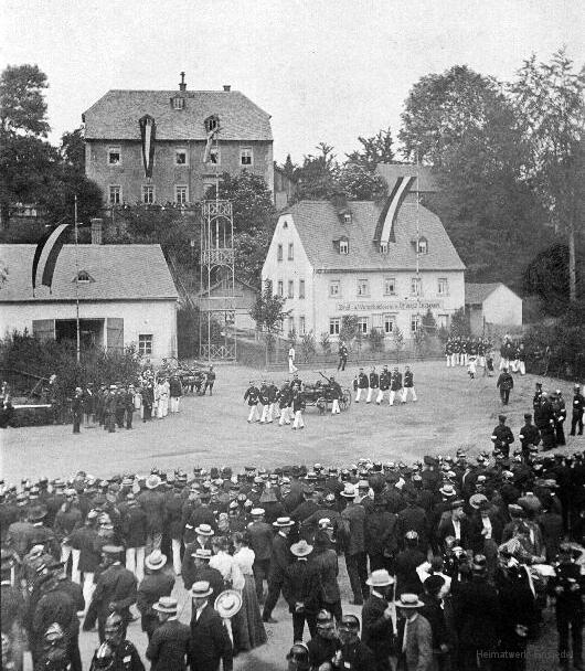 Feuerwehr Einsiedel Parade auf dem Königsplatz (Am Plan) um 1910