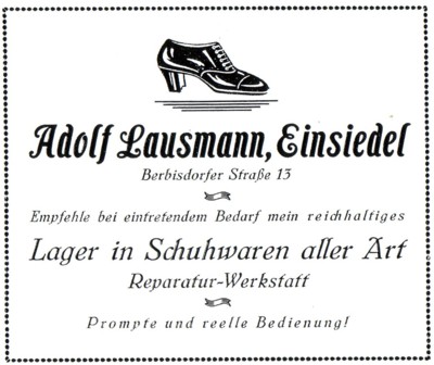 Annonce Schuhwaren Adolf Lausmann 1926 (Lausmann-Schuster)