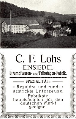 Reklameanzeige Strumpffabrik Lohs 1905