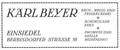 Beyer-Bäcker Zeitungsannonce 1926