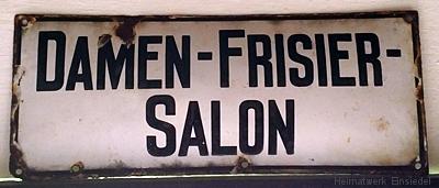 Firmenschild Emaille Damen-Frisier-Salon Poser