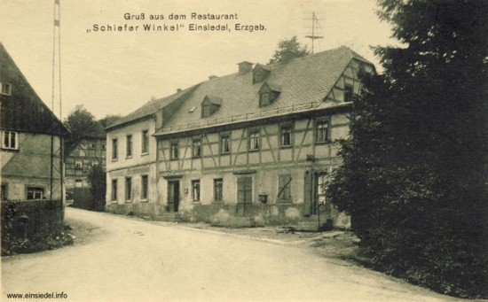 Ansichtspostkarte Restaurant Schiefer Winkel in Einsiedel