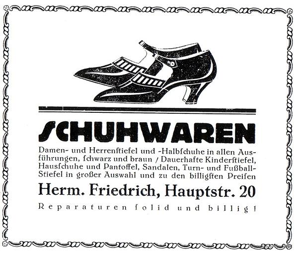 Zeitungsannonce Hermann Friedrich Schuhwaren