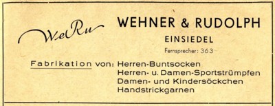 Werbeanzeige WeRu Einsiedel 1955