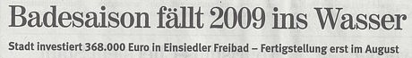 Freie Presse: Badesaison fällt 2009 ins Wasser