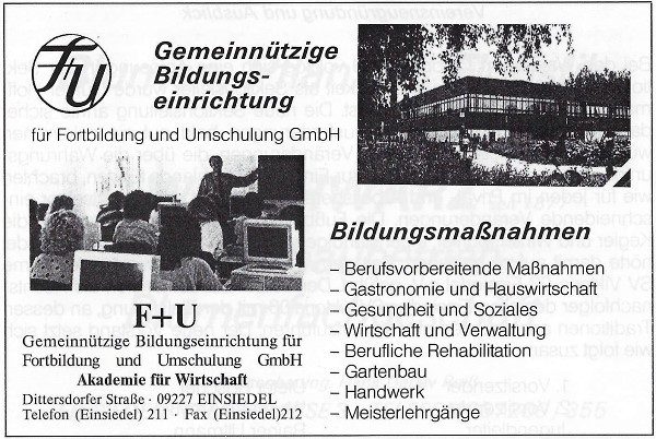 Werbeanzeige F+U Einsiedel 1993