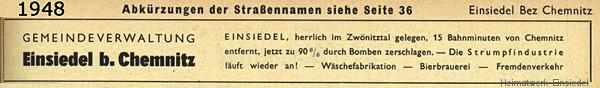 Adressbuch Einsiedel 1948