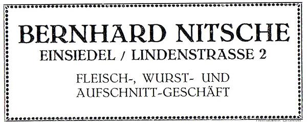 Werbeannonce Fleischrei Nitsche 1926