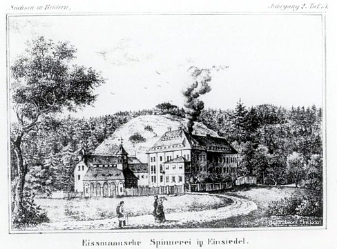 Spinnerei Eismann in Einsiedel um 1840