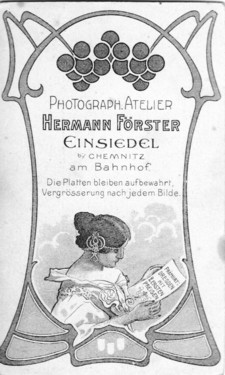 Fotorückseite Jugendstil, Förster Einsiedel