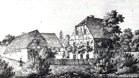Pfarrgut Einsiedel, Holzstich um 1840
