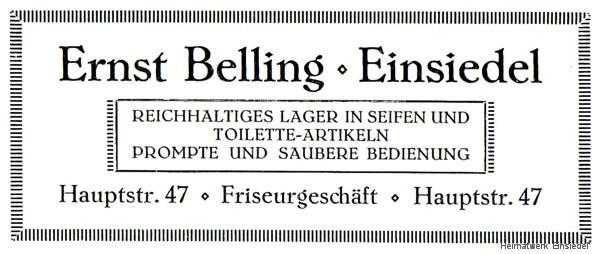 Annonce Friseurgeschäft Ernst Belling 1926