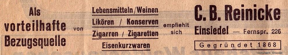 Reinicke Werbung 1936