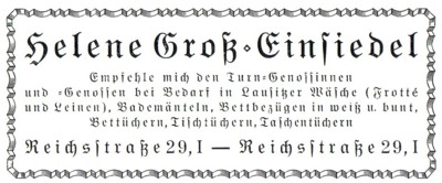 Wäschegeschäft Helene Groß Werbung 1926