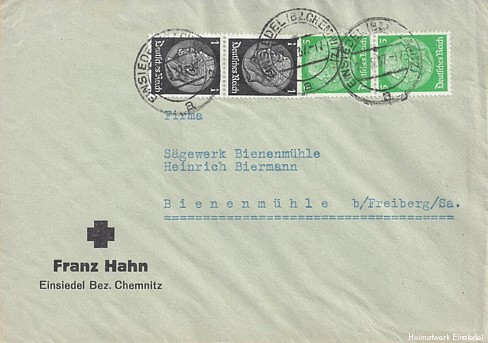 Briefumschlag Frank Hahn 1937 vorne