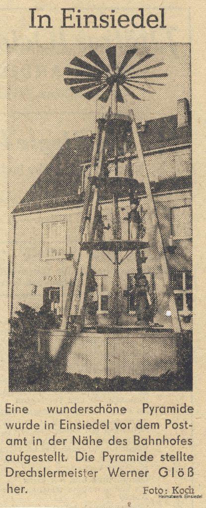 Zeitungsschnipsel zum 1. Einsiedler Pyramidenaufbau 1970