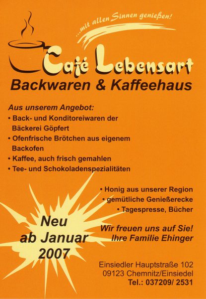 Flyer Café Lebensart Einsiedel