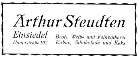 Werbung Bäckerei Arthur Steudten 1926