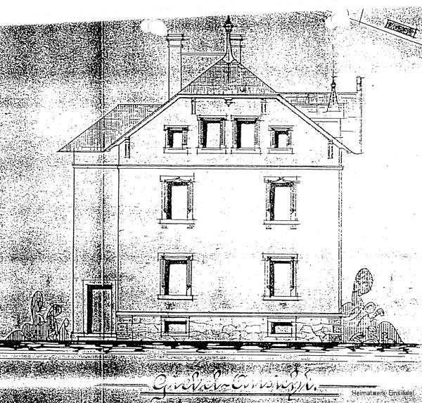 Bauzeichnung Giebelseite Hauptstr. 112 in Einsiedel 1901