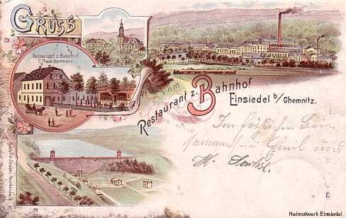 Restaurant zum Bahnhof, Lithografie von 1898