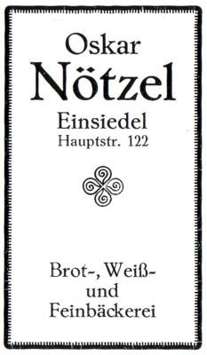 Werbeannonce Bäckerei Oskat Nötzel 1926