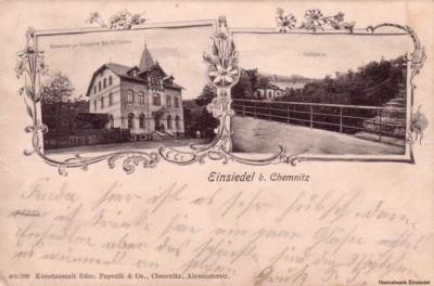 Ansichtskarte vom Restaurant zur Talsperre in Einsiedel um 1910
