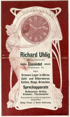 Jugendstil-Reklame Richard Uhlig, Einsiedel