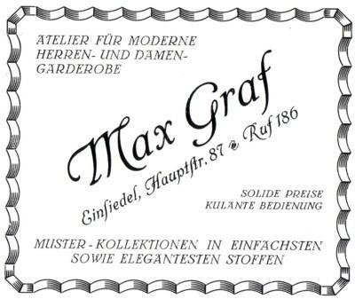 Reklame Schneidermeister Max Graf, Einsiedel 1926