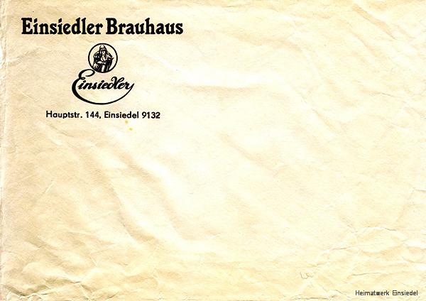 Briefumschlag aus den 1990er Jahren vom Einsiedler Brauhaus, Privatbrauerei