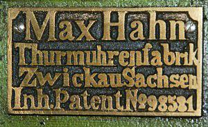 Fabrikschild Turmuhrenfabrik Max Hahn Zwickau