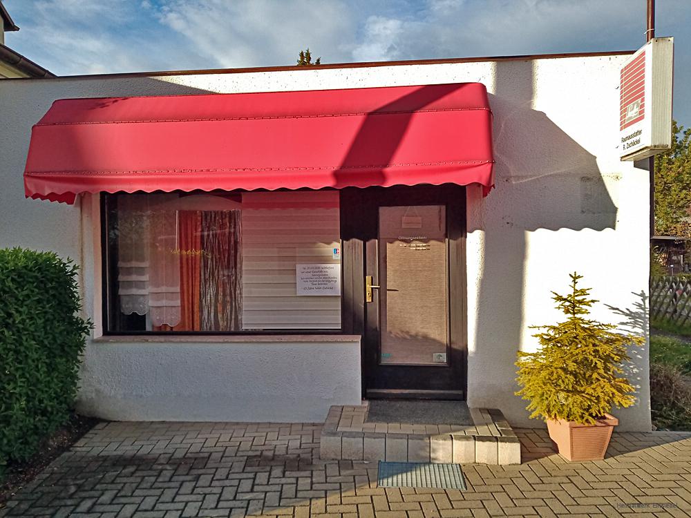Ehemaliger Laden der Raumausstattung Zschäckel, Einsiedel, Rosenstraße, Mai 2020