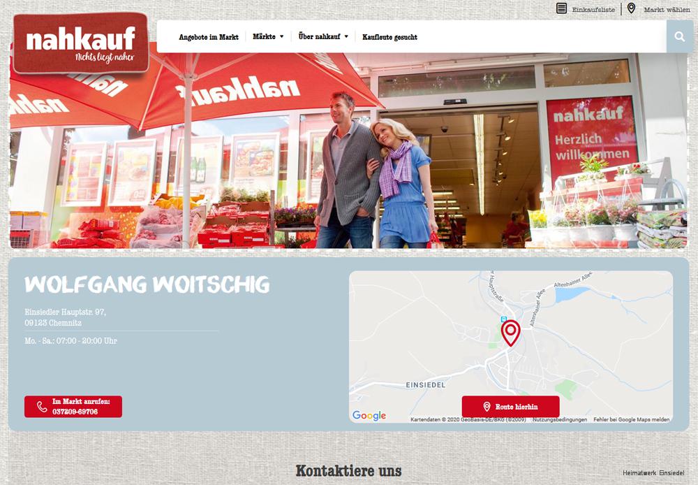 Screenshot Website nahkauf Woitschig, Einsiedel