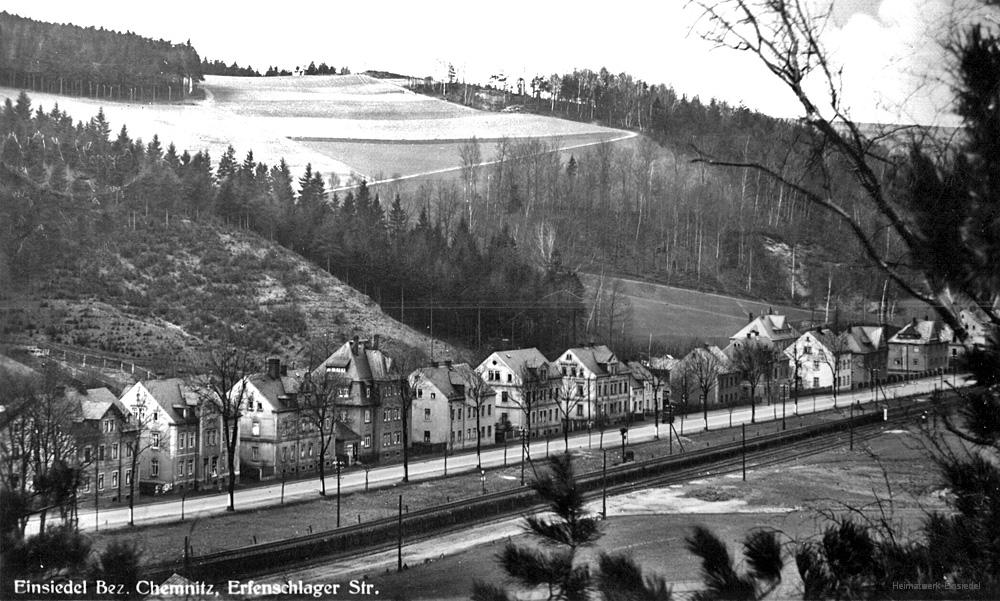 Erfenschlager Straße in Einsiedel um 1935.