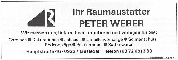 Werbeanzeige von Raumausstatter Peter Weber 1993
