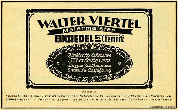 Adressbuchwerbung Viertel-Maler 1926/27